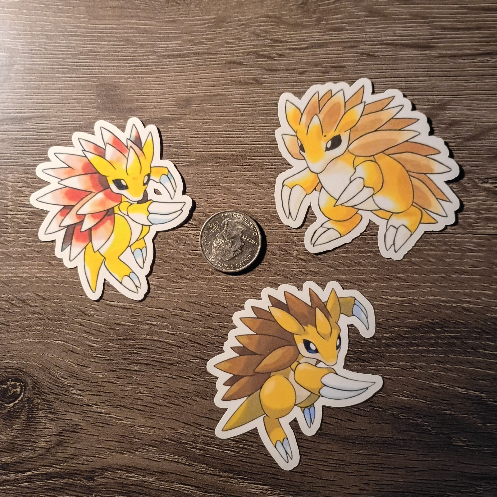 Gen 1 & 3 Sandslash Stickers – Vinyl, Waterproof, Die-cut – Original Artwork