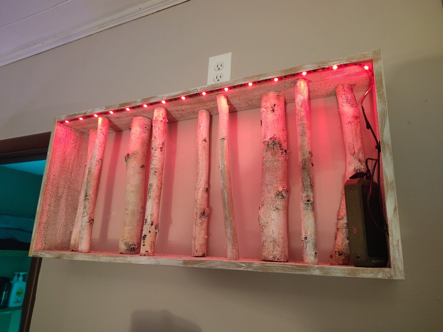 17″Height X 38 “Length X 6 “Width – Birch Log Wall Art With Led Lights& Remote