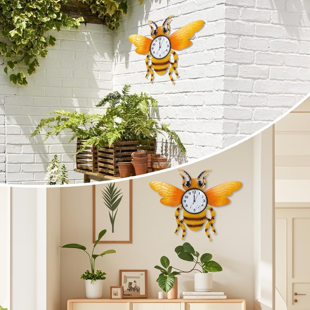 Unique Outdoor Clock Silent None-Ticking, Outdoor Wall Clock with Thermometer…