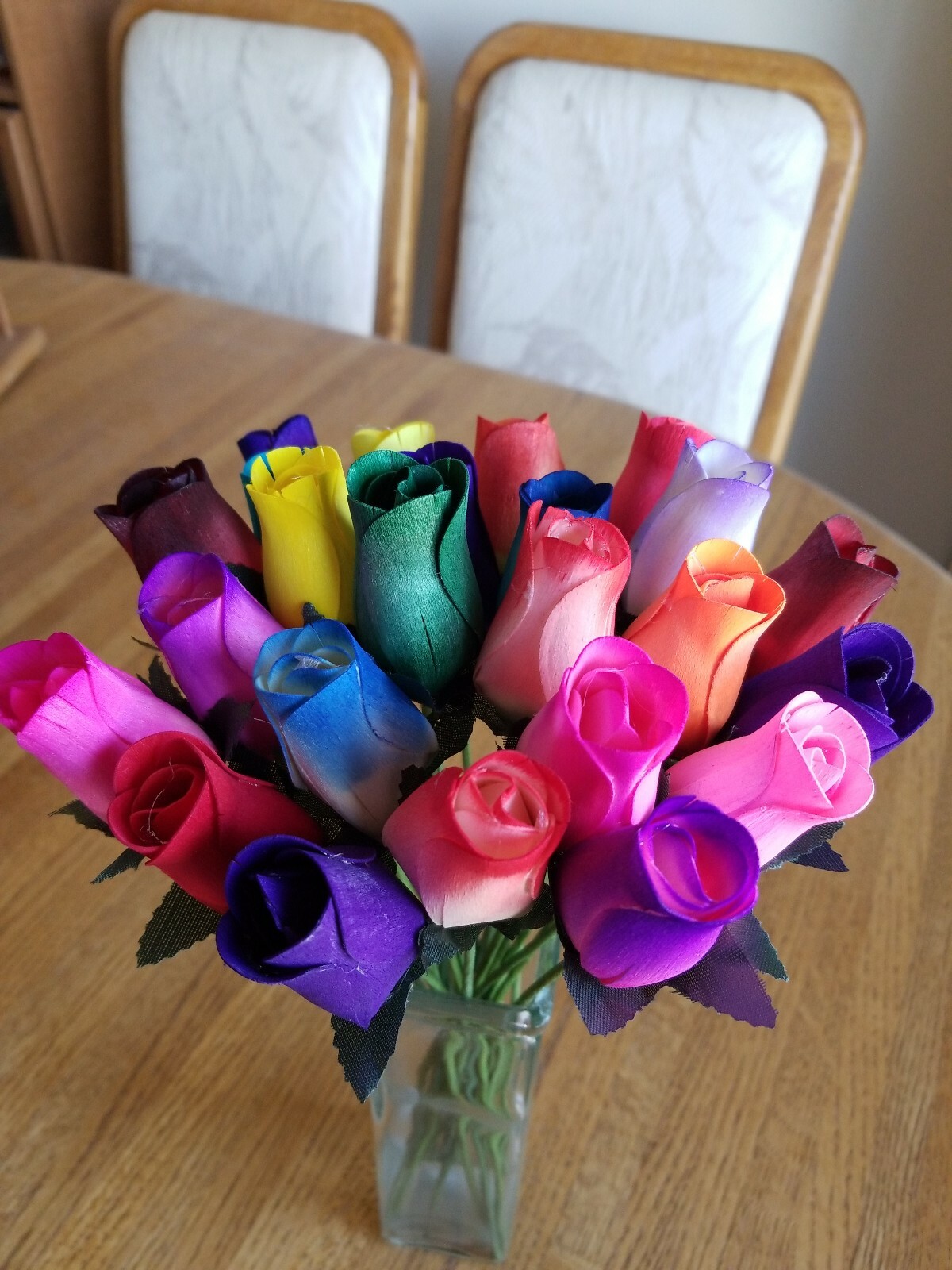 1 DOZEN – 12 MIXED COLOR BOUQUET OF BUDS FLOWER WOODEN ROSES – FREE SHIPPING