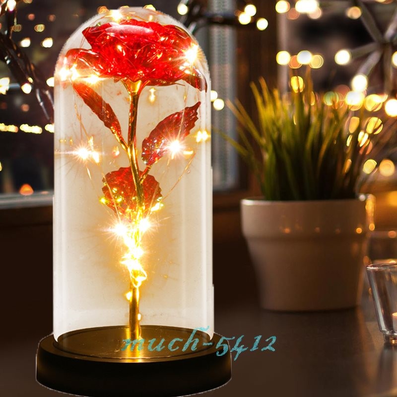 Forever Eternal Galaxy Rose Flower In Glass Dome LED Light Mother’s Day Gifts