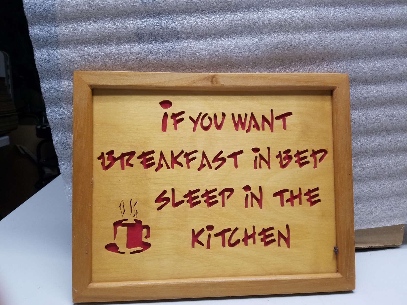 Handcrafted Laser Cut Breakfast in Bed Wood Plaque