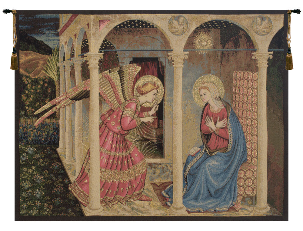Sacred Annunciation An Italian Tapestry Wallhanging 40×53, 18×24 in New