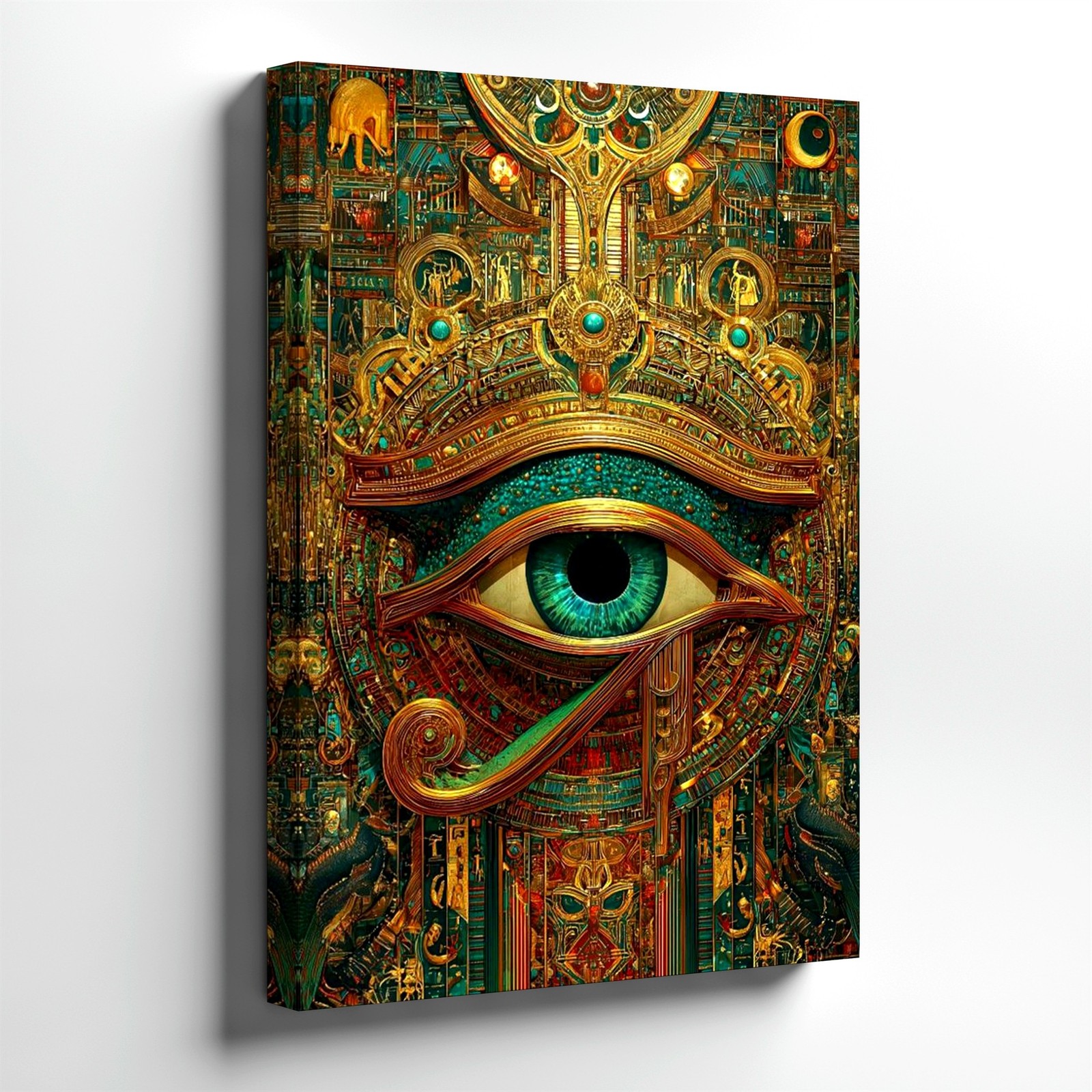 Wall Art Egyptian Eye of Horus Steampunk Canvas Print Poster Gold Teal Decor