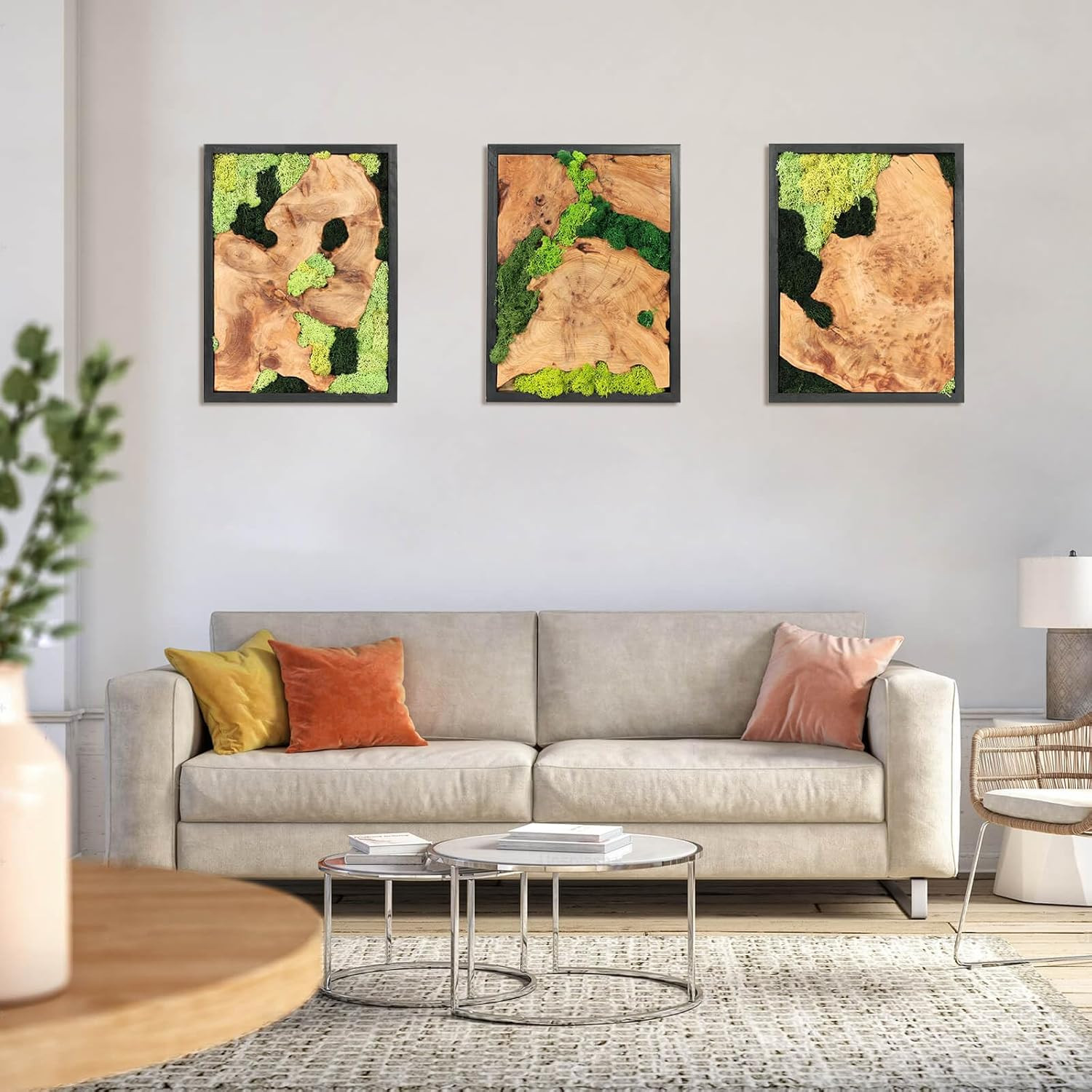 Rustic Natural Moss Wall Art – Handcrafted Decor for Any Room, No Maintenance