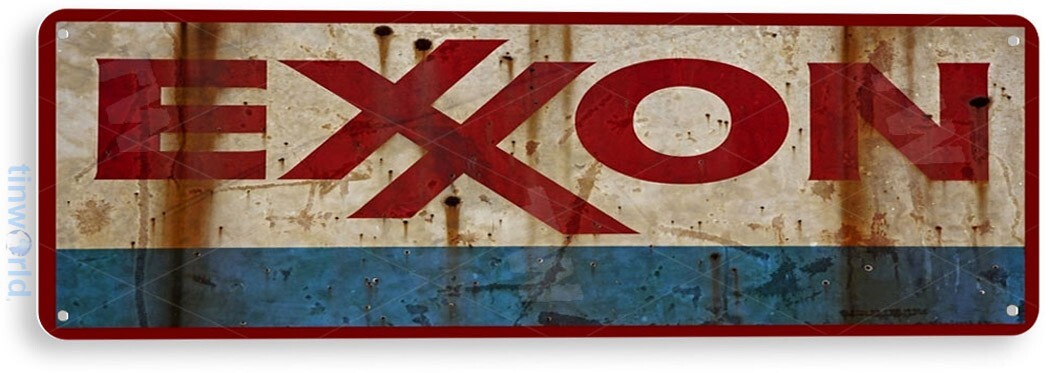 Exxon Gas Oil Sign, Station, Garage, Auto Shop, Retro Rustic Tin Sign A359