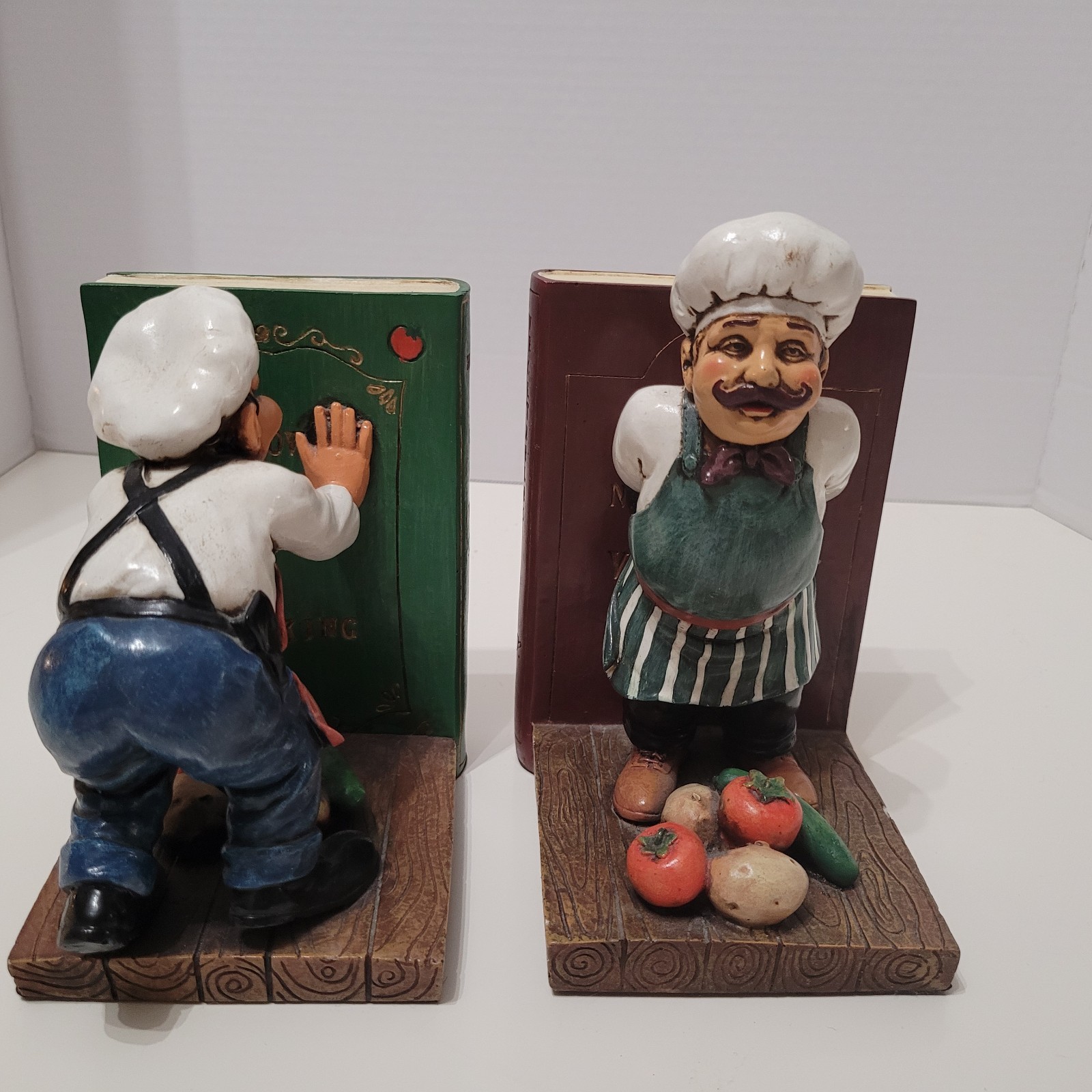 The Fat Chef Kitchen Decor Statue Book Ends Figure Collectibles SetOf 2 Complete