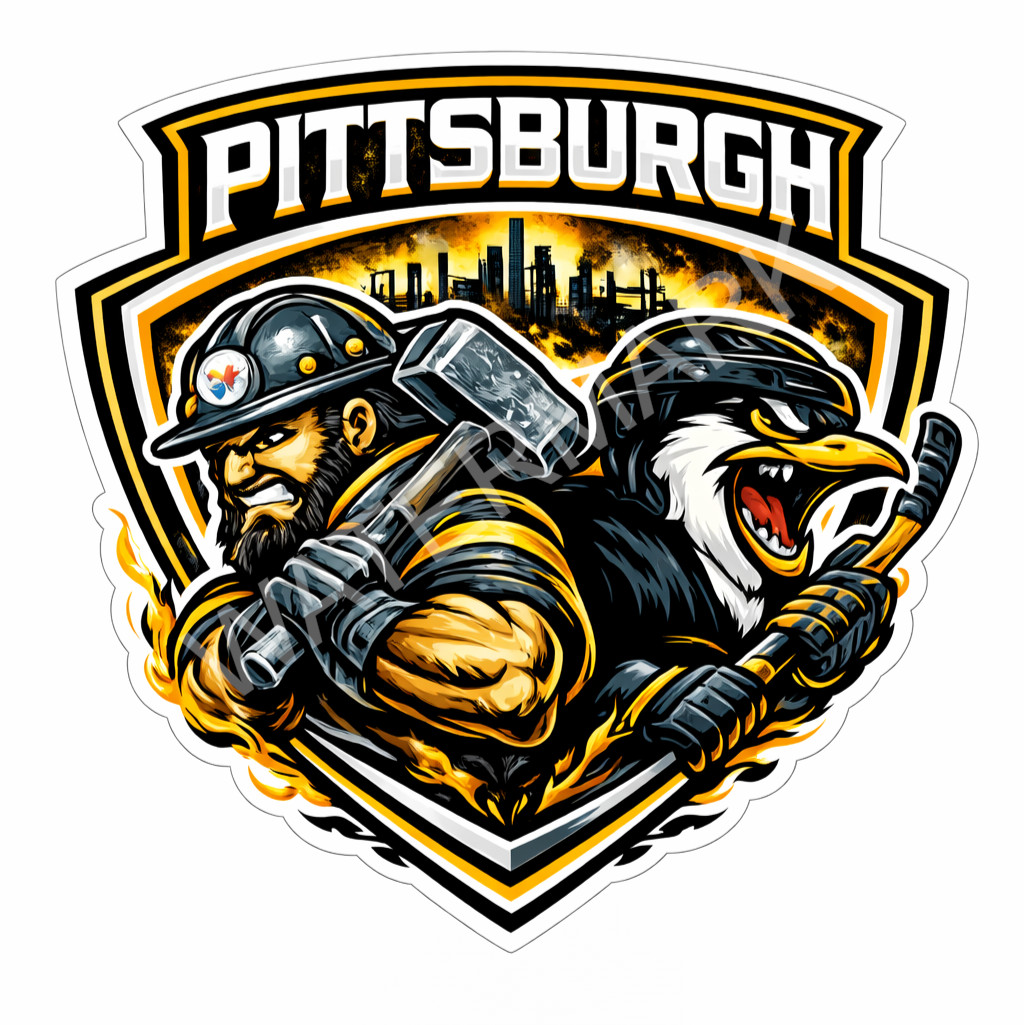 Pittsburgh Sports Mashups Laminated Vinyl Sticker/Decal Steelers Penguins 01