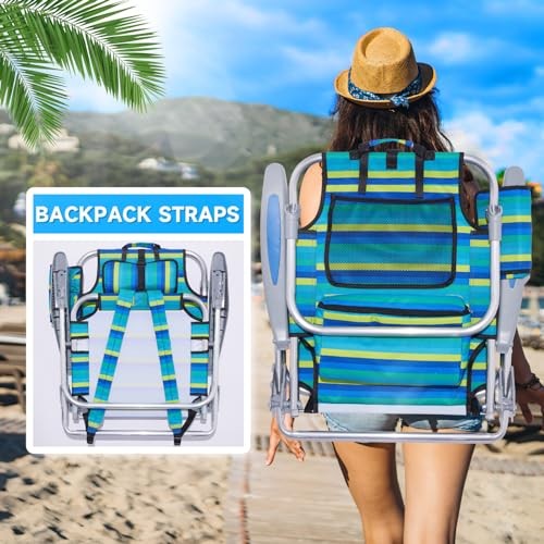 2 Pack Lightweight Portable Camping Beach Chair for Adults, Outdoor Lay Flat