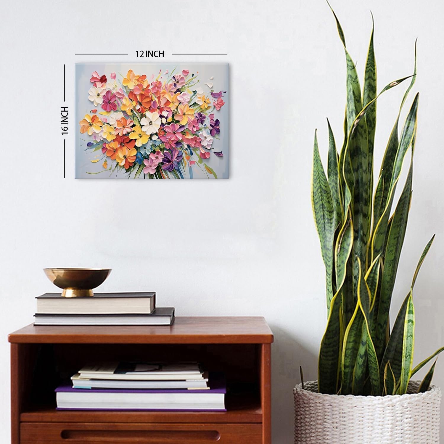 Colorful 12×16” Floral Canvas Art – Abstract Wildflower Painting for Any Room