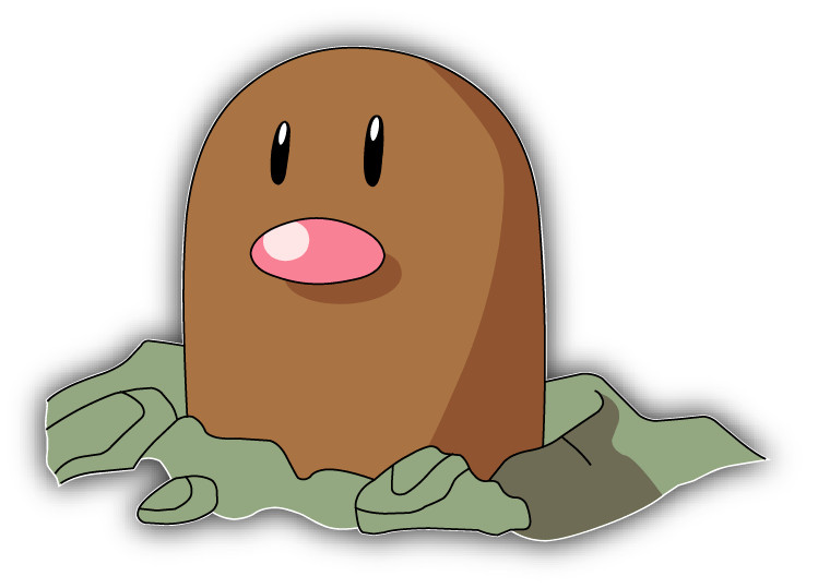 Pokemon Diglett Cartoon Car Bumper Sticker Decal 5” x 3”