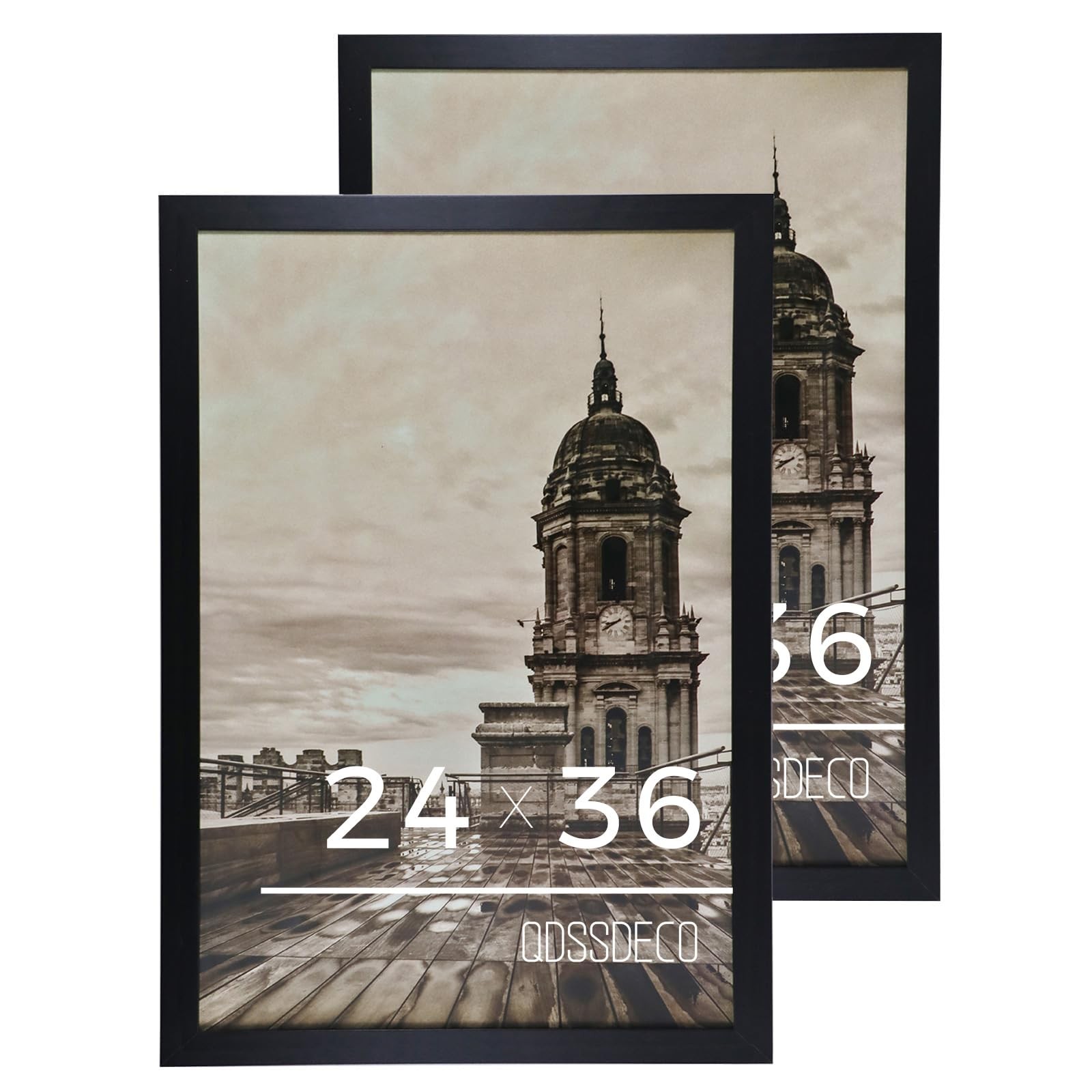 24×36 Poster Frame Black Wood Frame with Plexiglass Horizontal and Vertical F…