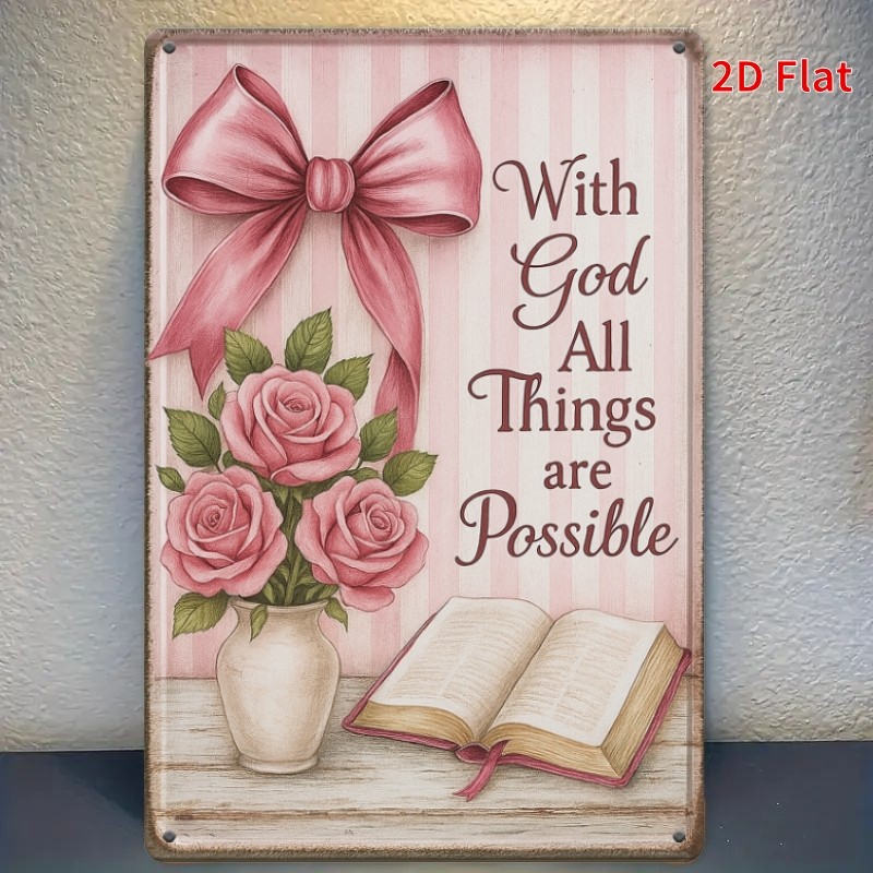 Rustic Christian Gift Metal Sign With God All Things Possible Gift For Believers