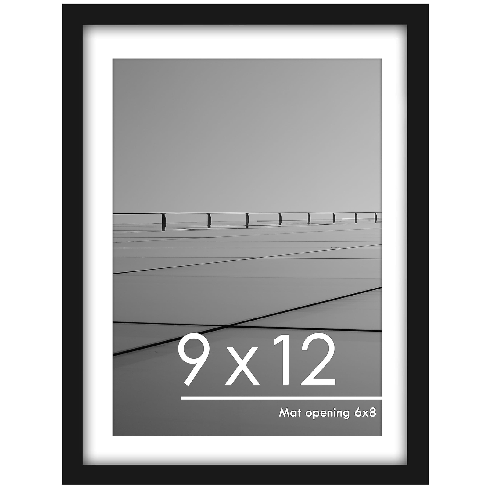 9×12 Picture Frame, Display Pictures 6 x 8 with Mat or 9×12 Without Mat for Wall
