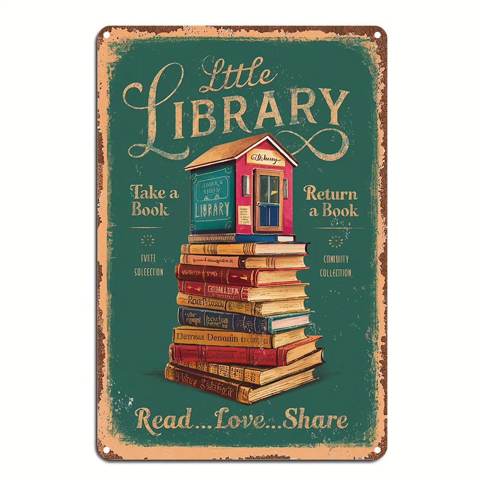 [2D Flat] Vintage Small Free Library Metal Sign