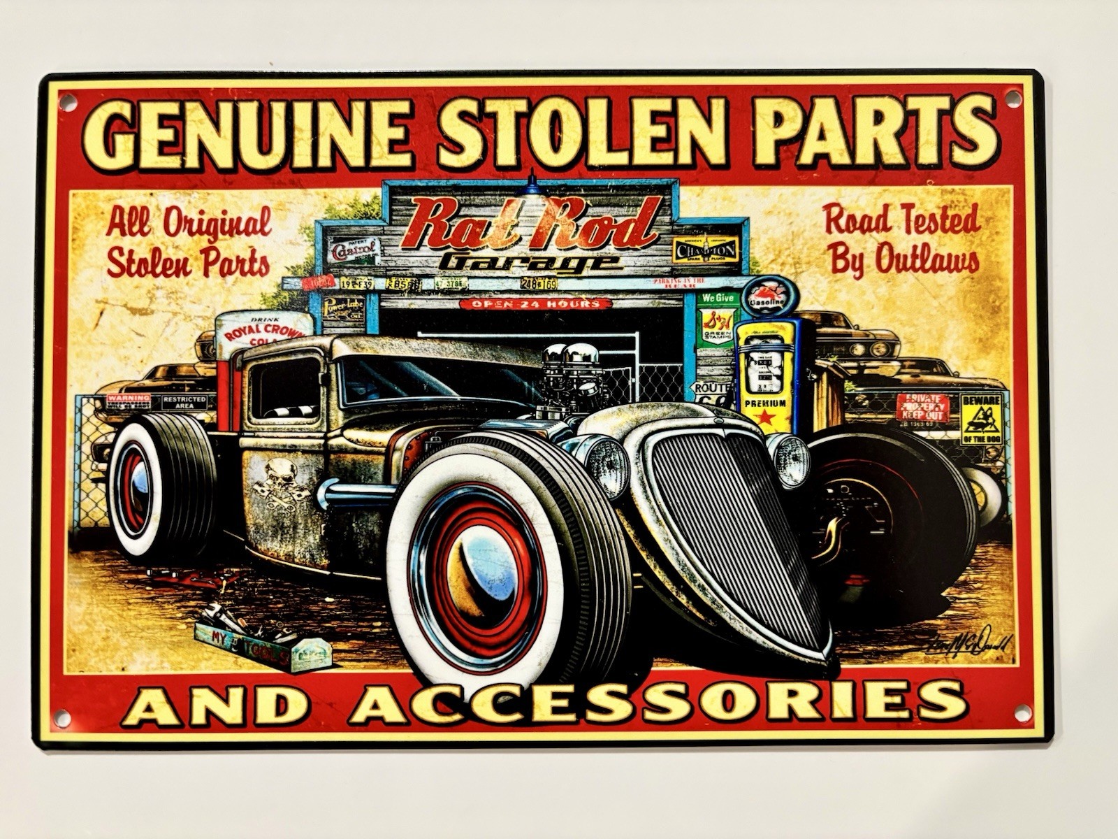 Genuine Stolen. Parts Garage Metal Sign made on 20 gauge steel 16×12 or 12 x 8
