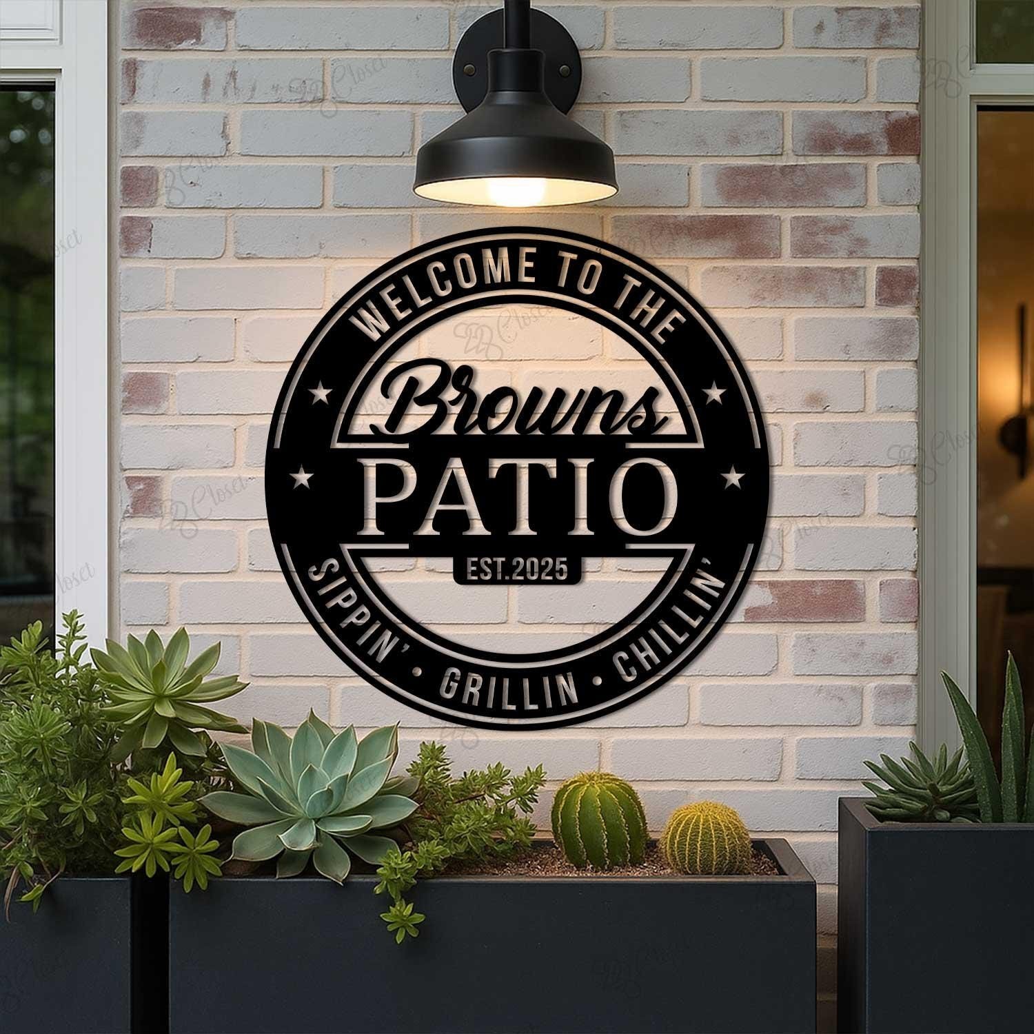 Custom Patio Metal Sign Personalized Family Name Outdoor Wall Decor Backyard