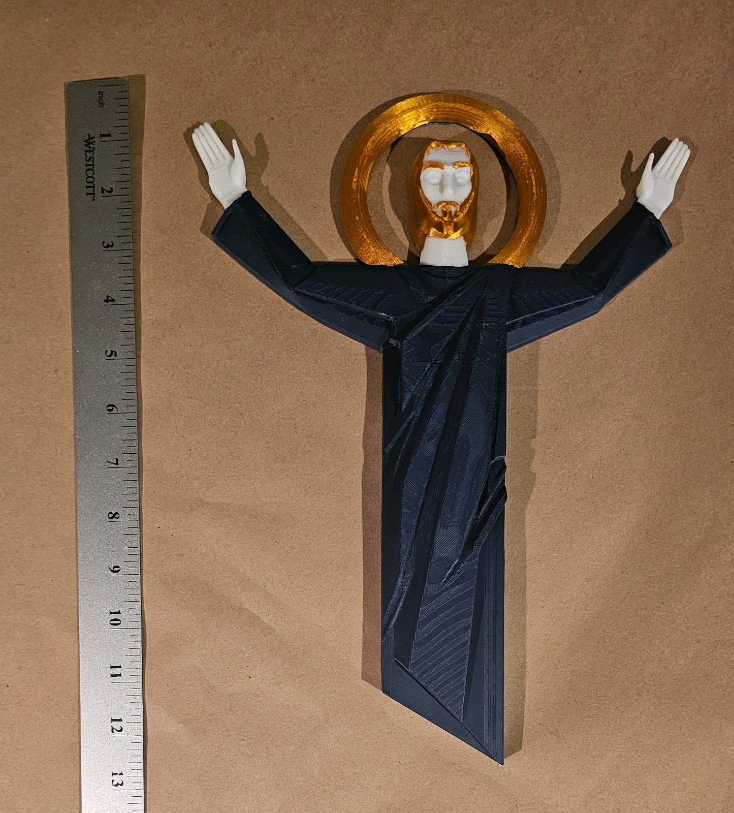 Notre Dame Fan Gift – Touchdown Jesus 3D Print – Blue Gold White Fighting Irish
