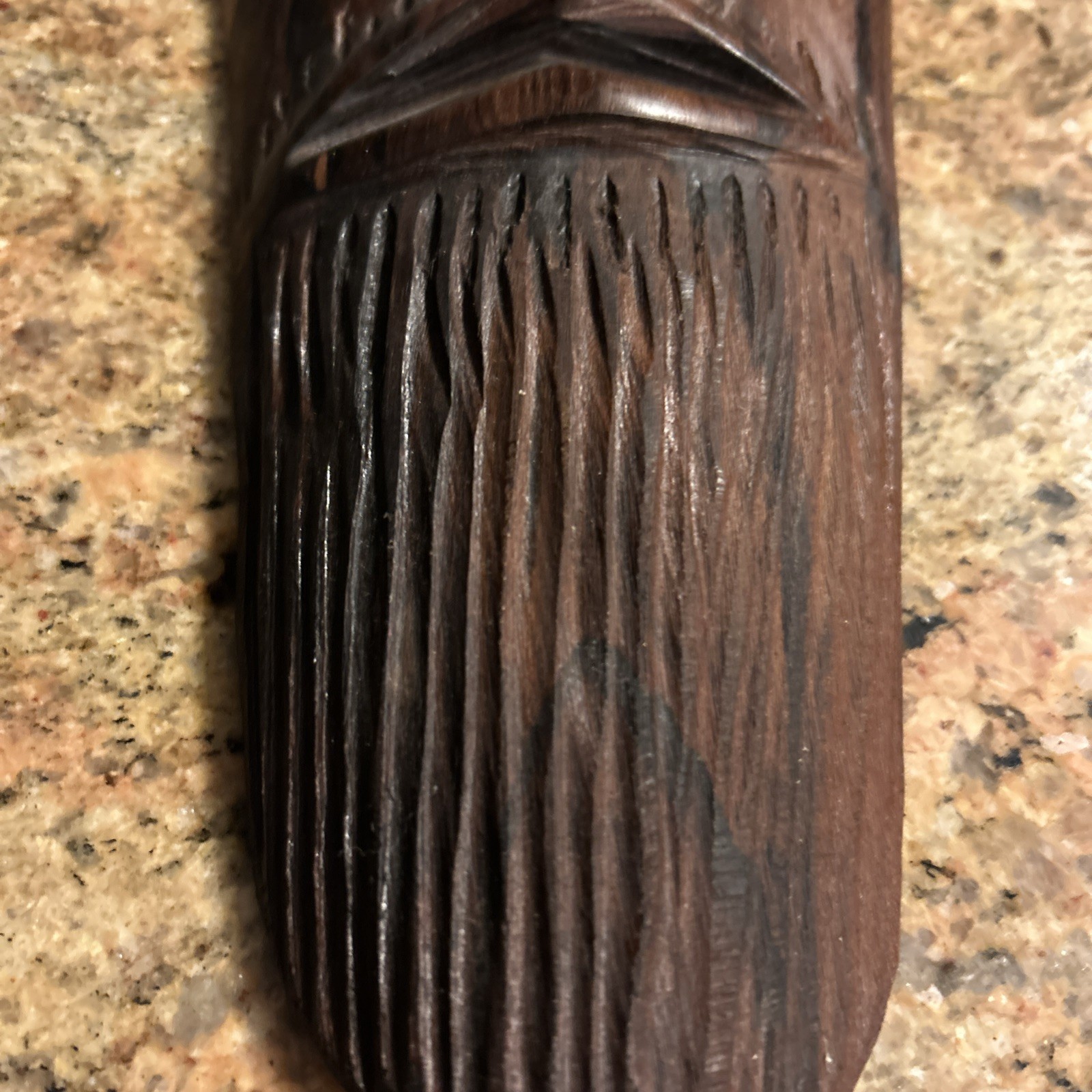 Hand Carved Wall Mask Belize Zericote Wood Length 17”x6” Signed Terrence Herbert
