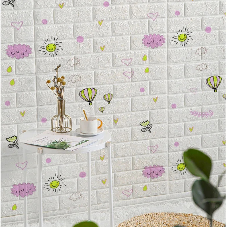 3D Soft Foam Brick Wallpaper Roll Self Adhesive Waterproof Wall Stickers 70x200c
