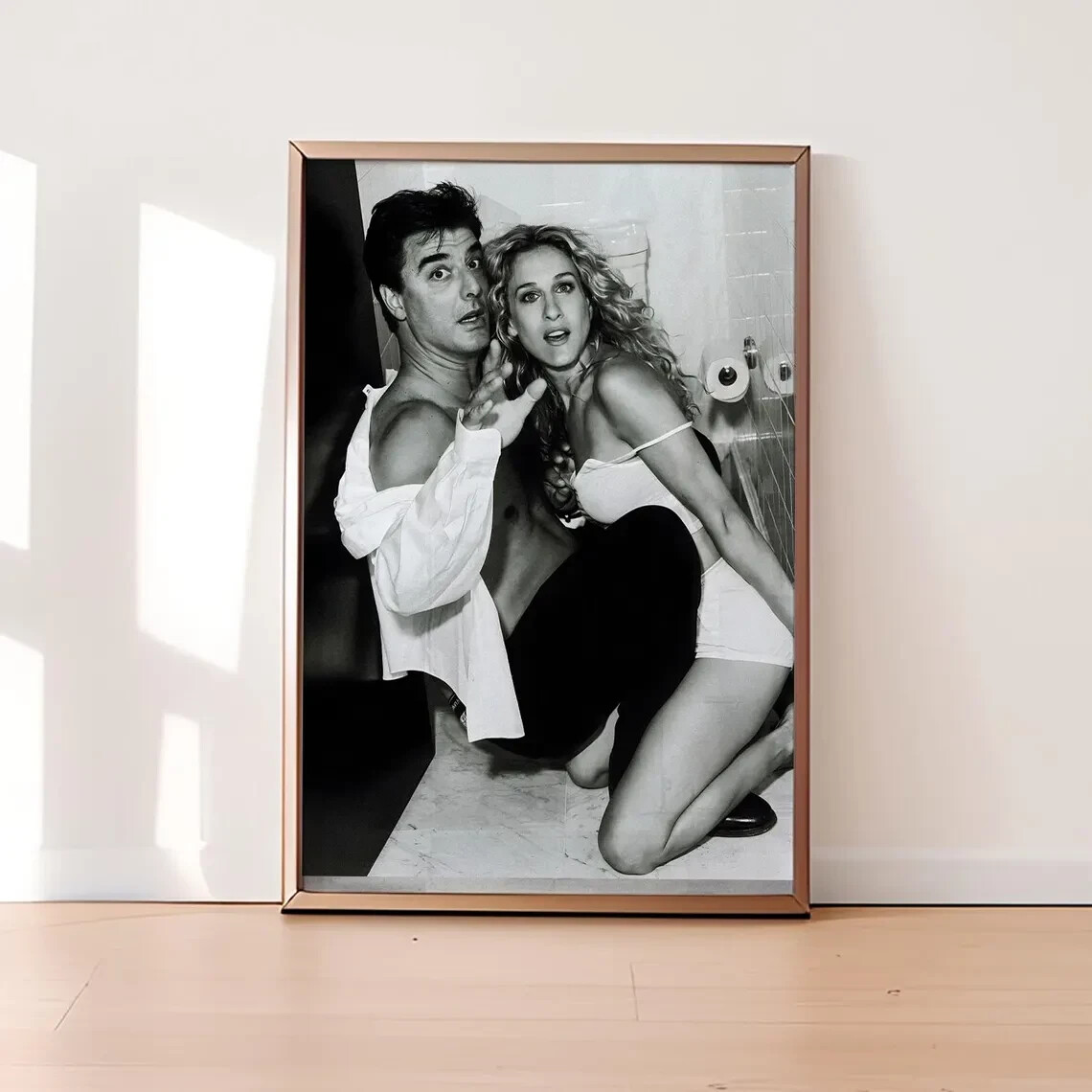 Carrie and Mr Big Poster, Classic Romance Photo Print, Monochrome Decor