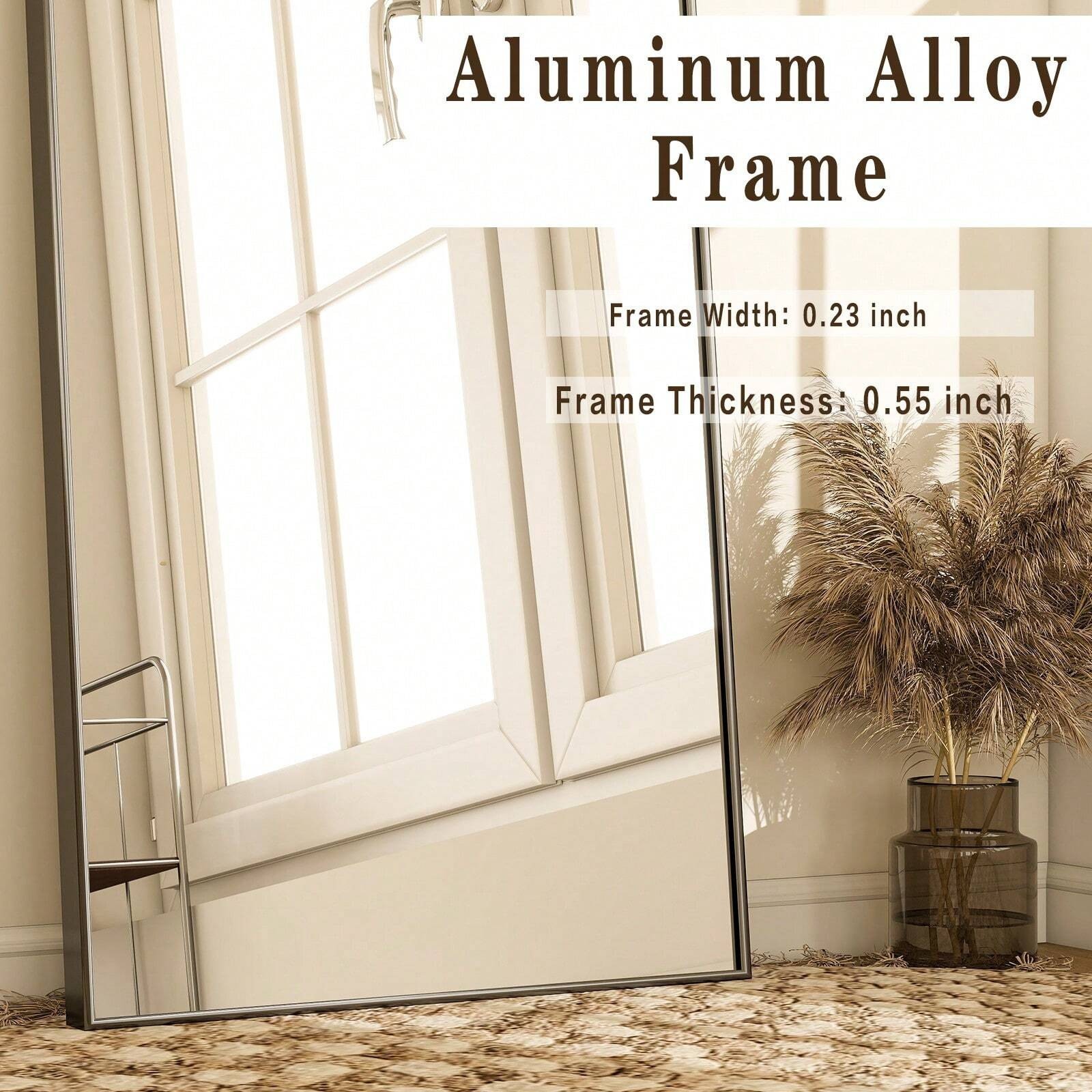 71″x26″ Full Length Mirror with Stand Black Floor Mirror
