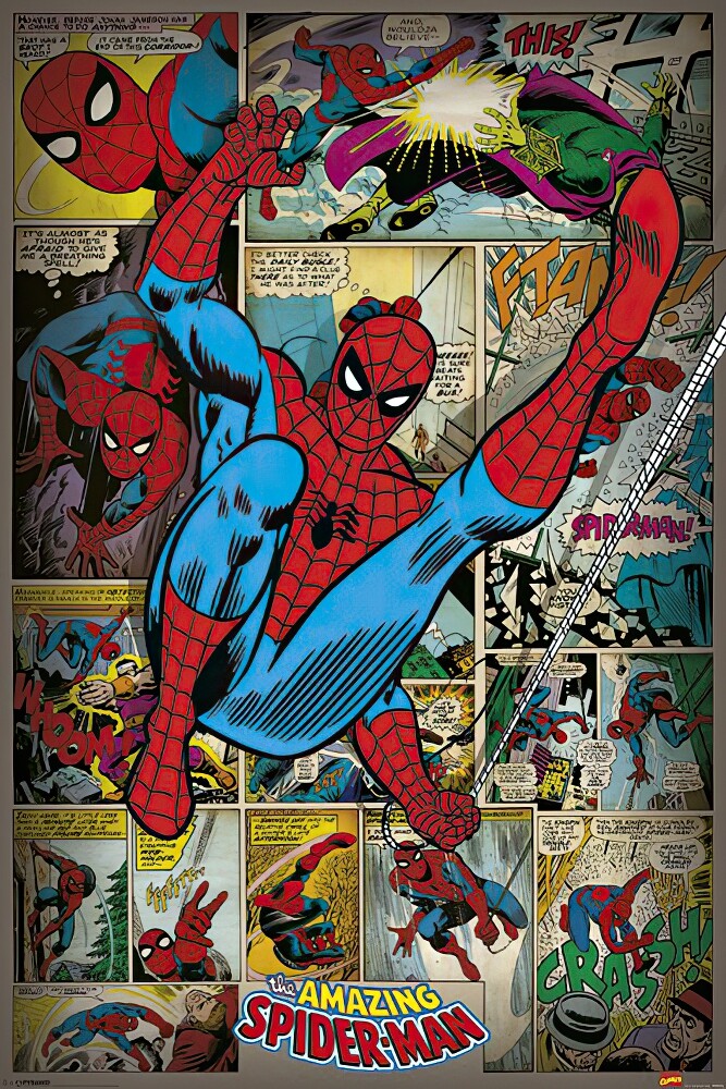 Spider-Man – Marvel Comics Poster (Retro Design – Swinging) (Size: 24″ X 36″)