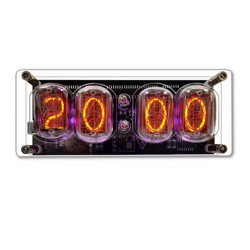 Nixie Tube Clock Glow Tube Clock 4-bit IN-12 Digital LED Clock RGB Gift Retro