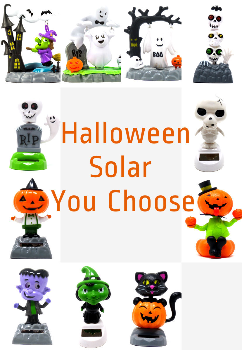 Solar Powered Dancing Halloween Pumpkin Cat Skeleton Ghost Witch ~ You Choose