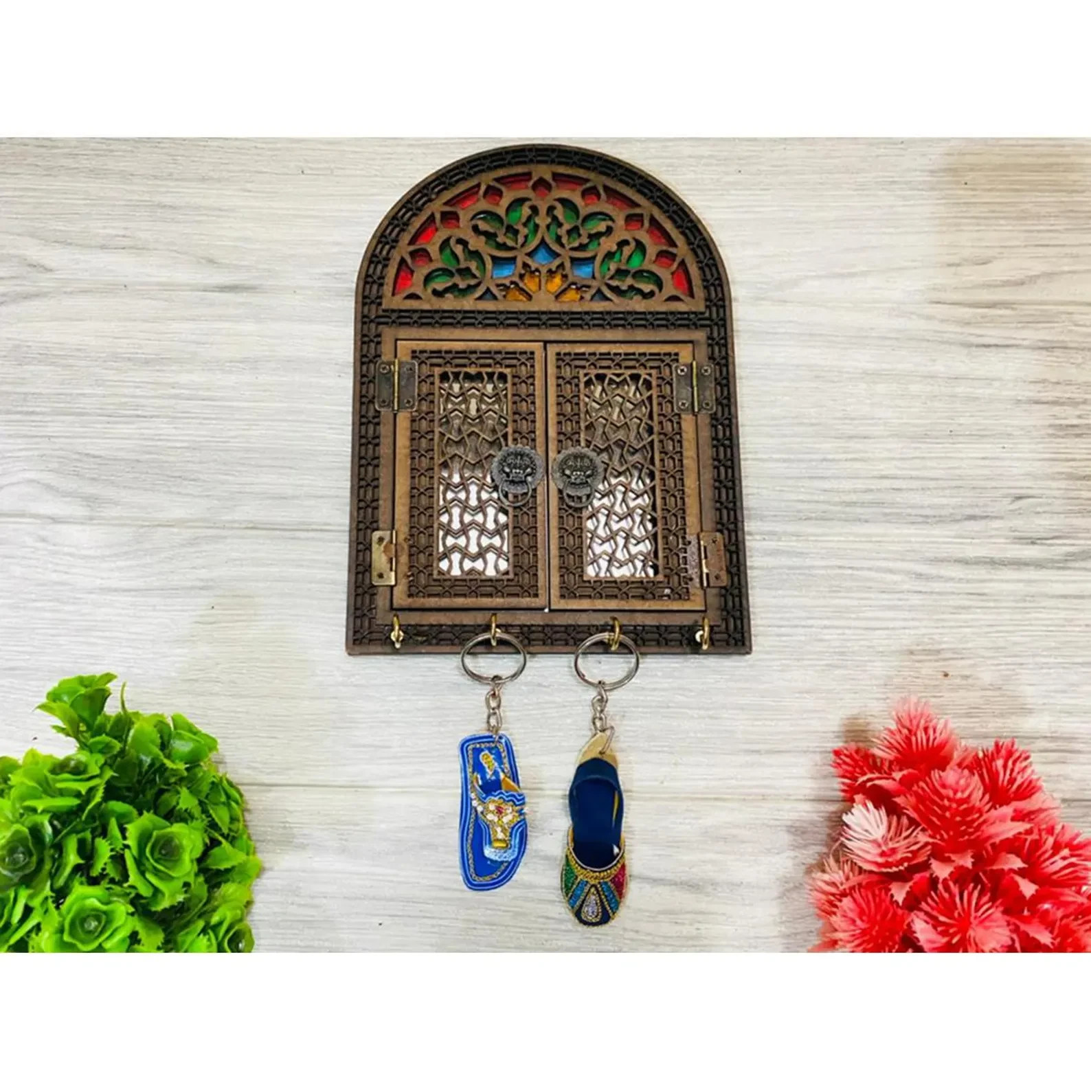 Wall Mounted KEY HOLDER antique mirror for wall Home Decoration wall hanging Gif