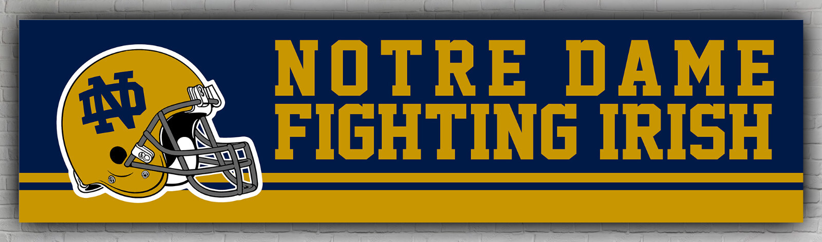 Notre Dame Football Team Memorable Banner 2x8ft 60x240c Fighting Irish Helmet