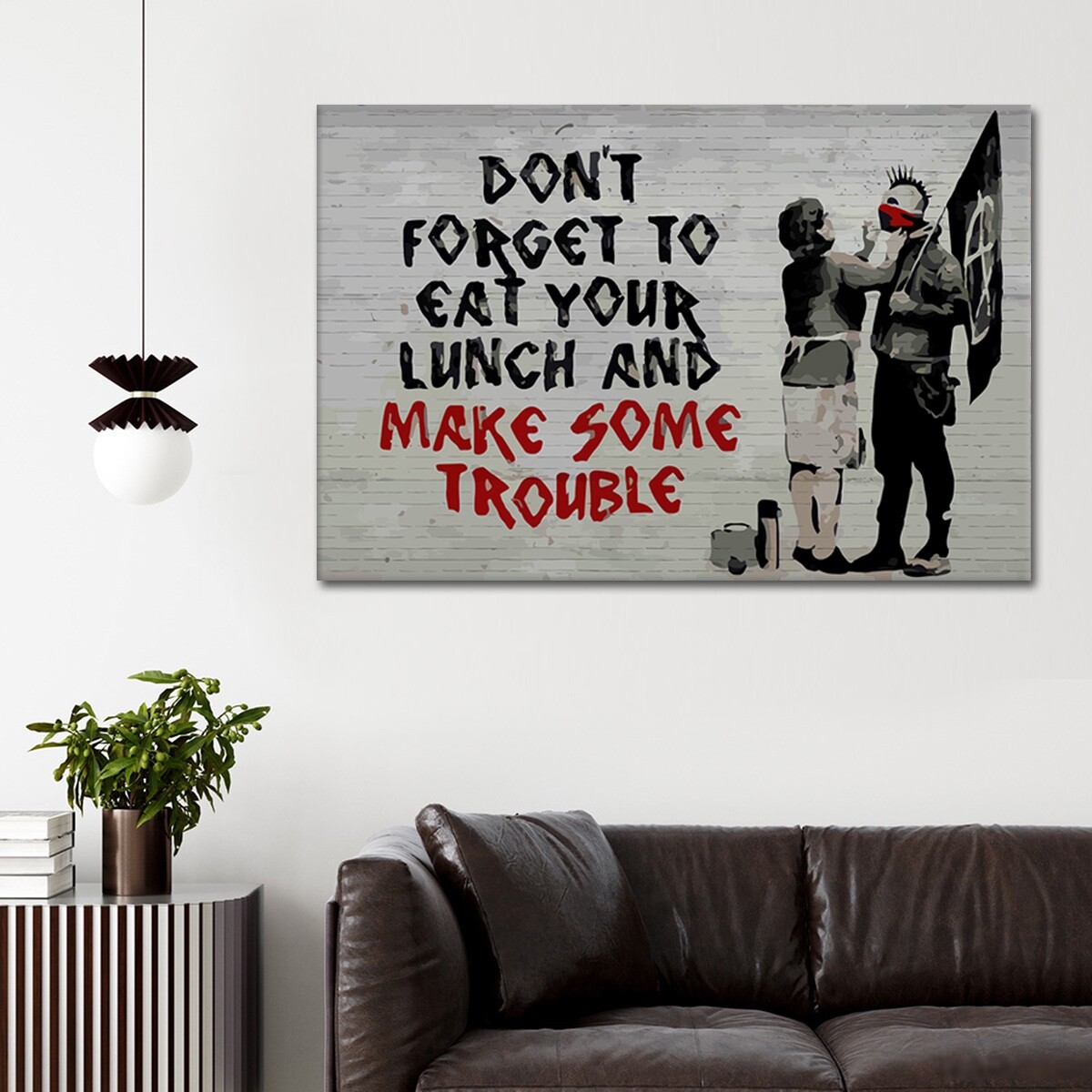 BANKSY Canvas Wall Art “Don’t Forget To Eat Your Lunch” Framed Artwork Prints