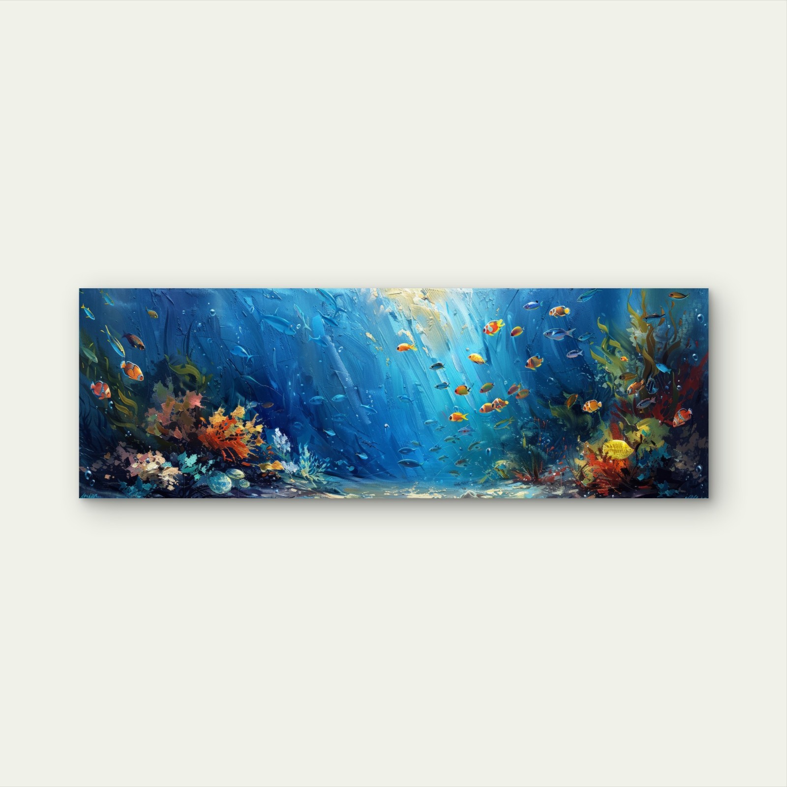 Panoramic Underwater Coral Reef Fish Canvas Print Wall Art Home Decor