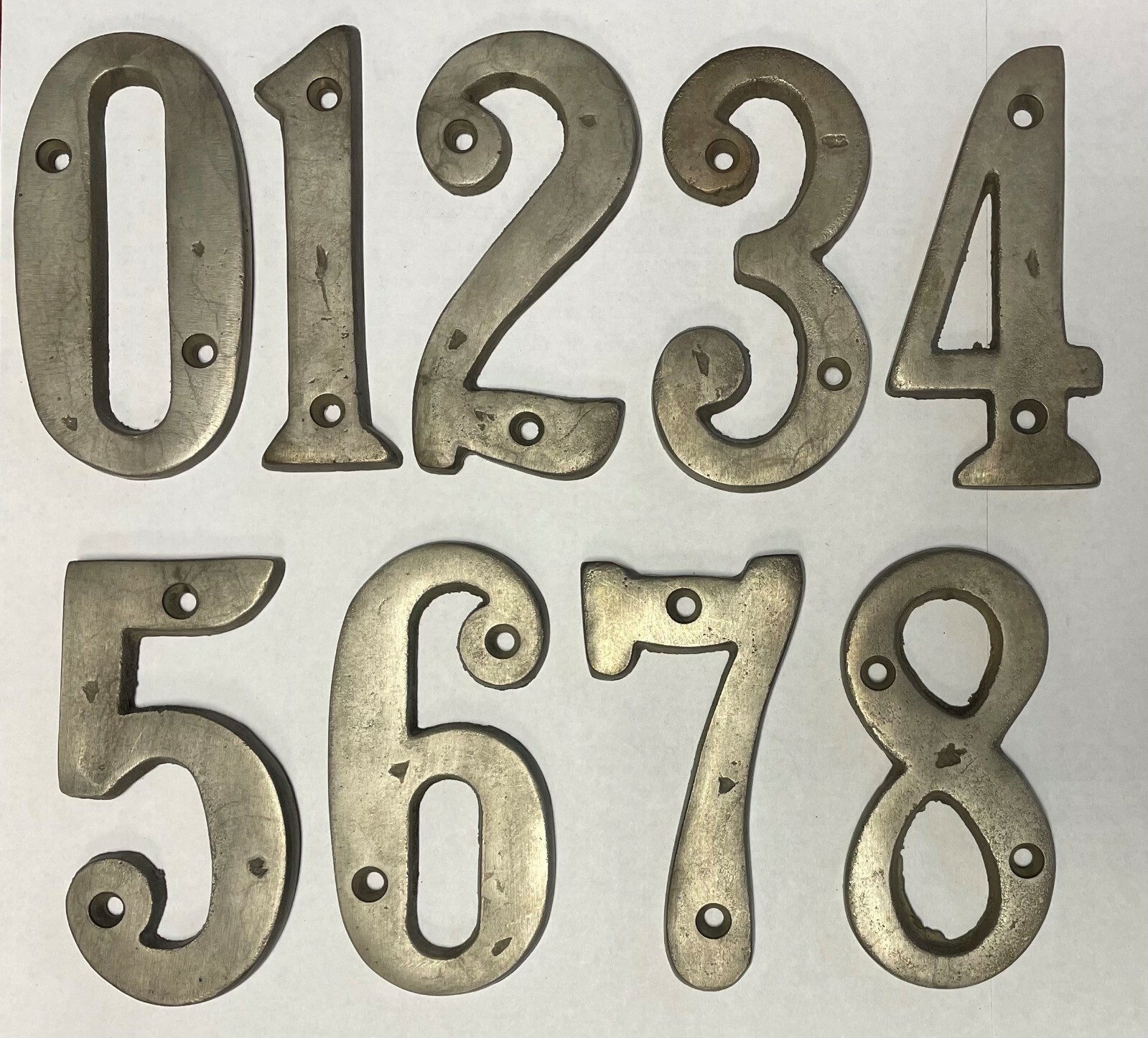 4″ Rustic Silver Patina Solid Bronze Metal House Numbers 4 INCH PICK NUMBER