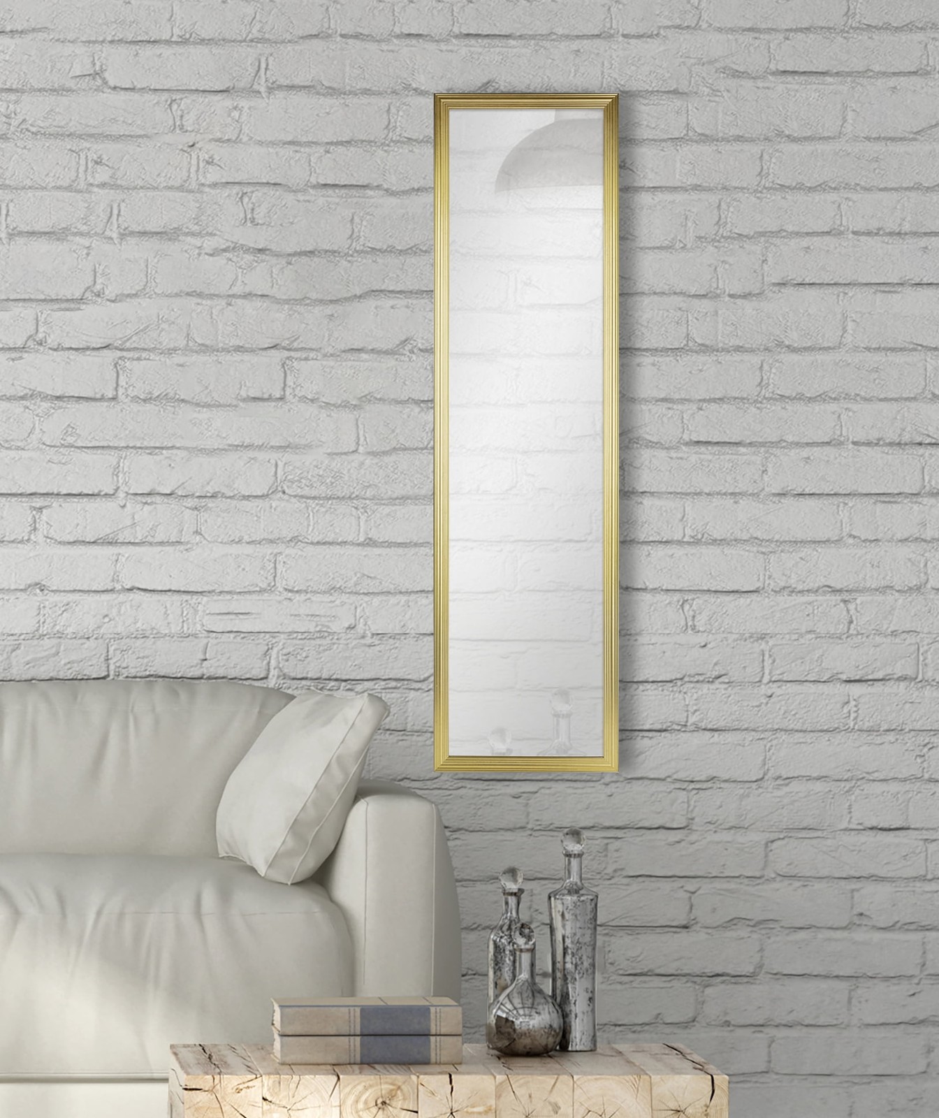 13×49 Gold Rectangle Large Wall Mirror for Bathroom or Living Room