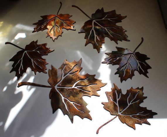 Maple Leaves (Set of 6) – Metal Wall Art – Copper Size Varies Per Piece