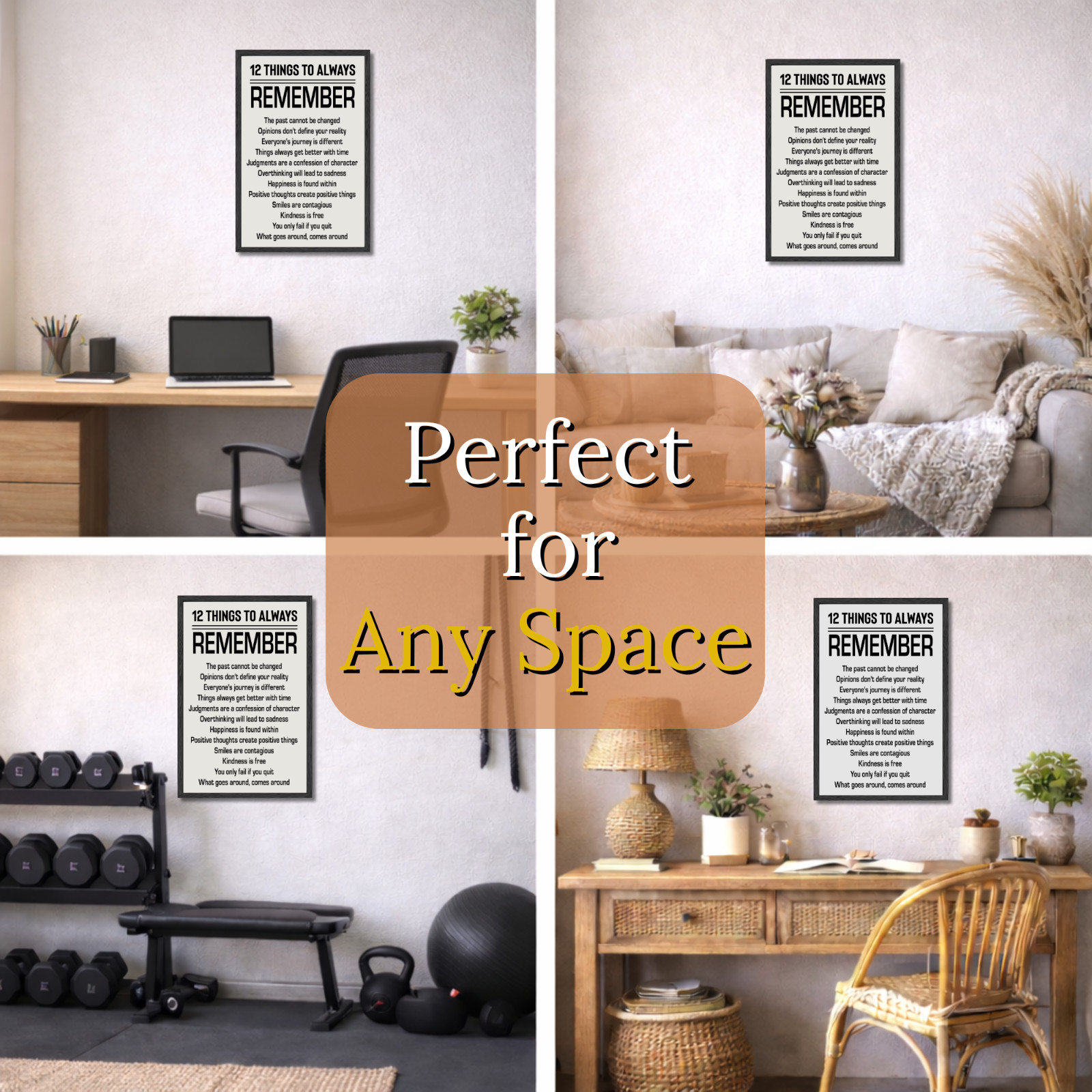12 Things to Always Remember Inspirational Quotes Poster Framed 11×17″ Wall Art