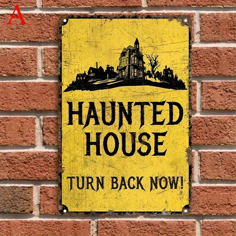 Halloween Metal Signs Vintage Spooky Funny Wall Decor Haunted House Party Decor