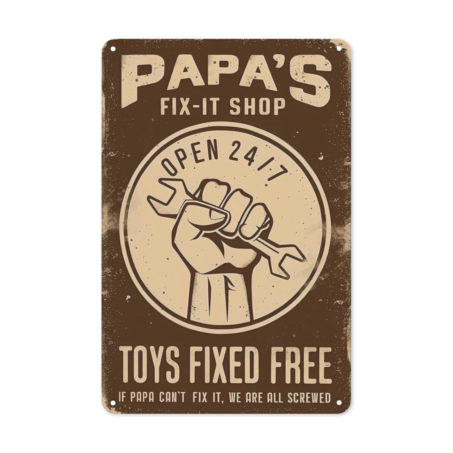 Funny Dad Garage Metal Tin Sign 8×12 Papa Workshop Wall Decor Gift Vintage