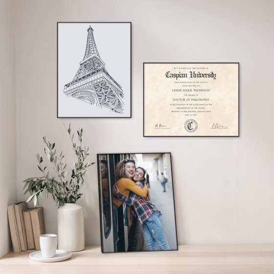 8.5×11 Front Loading Document Picture Frame, Black, Set of 3