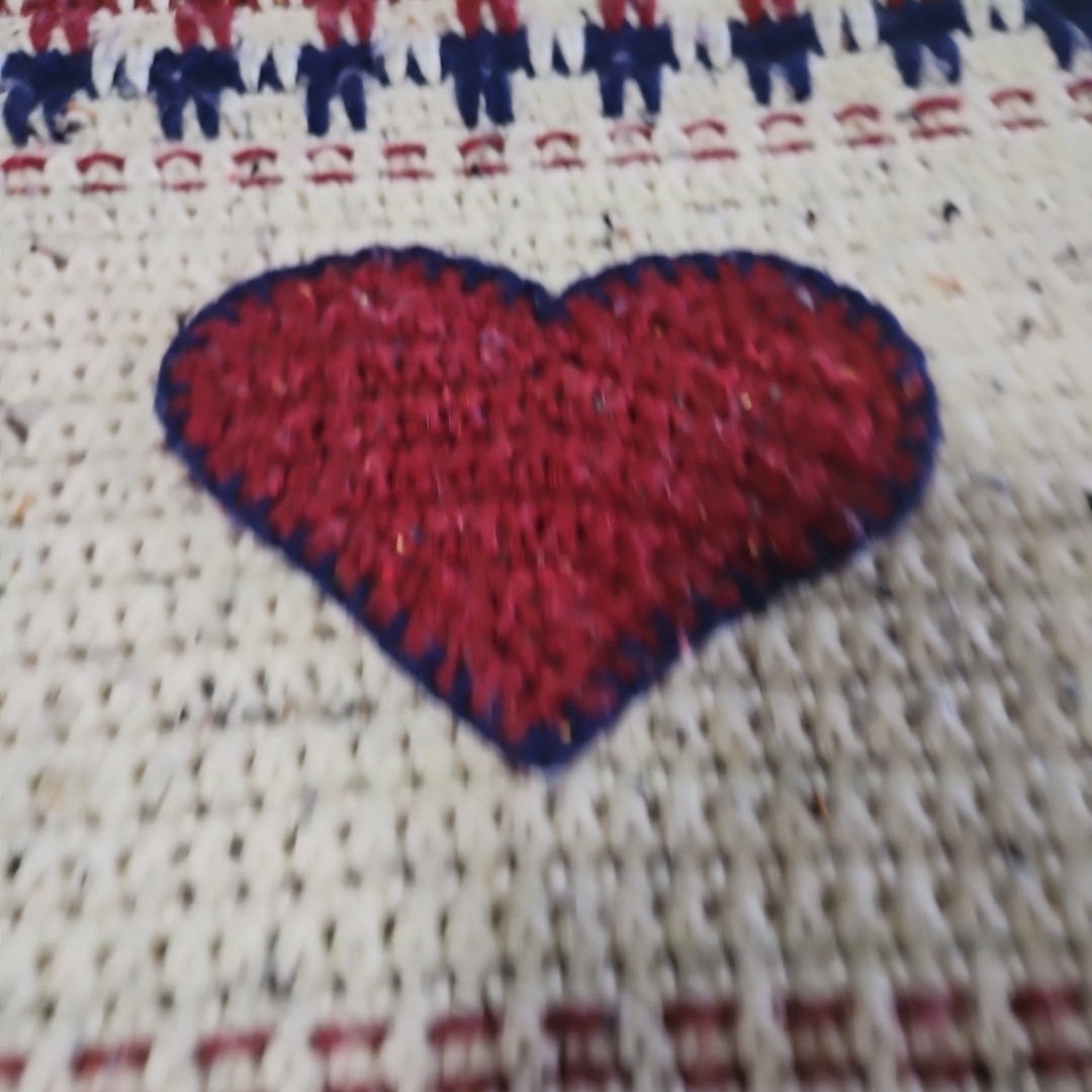 Afghan Handmade Crocheted Red White & Blue Approx 63″ X 80″ Read Description.