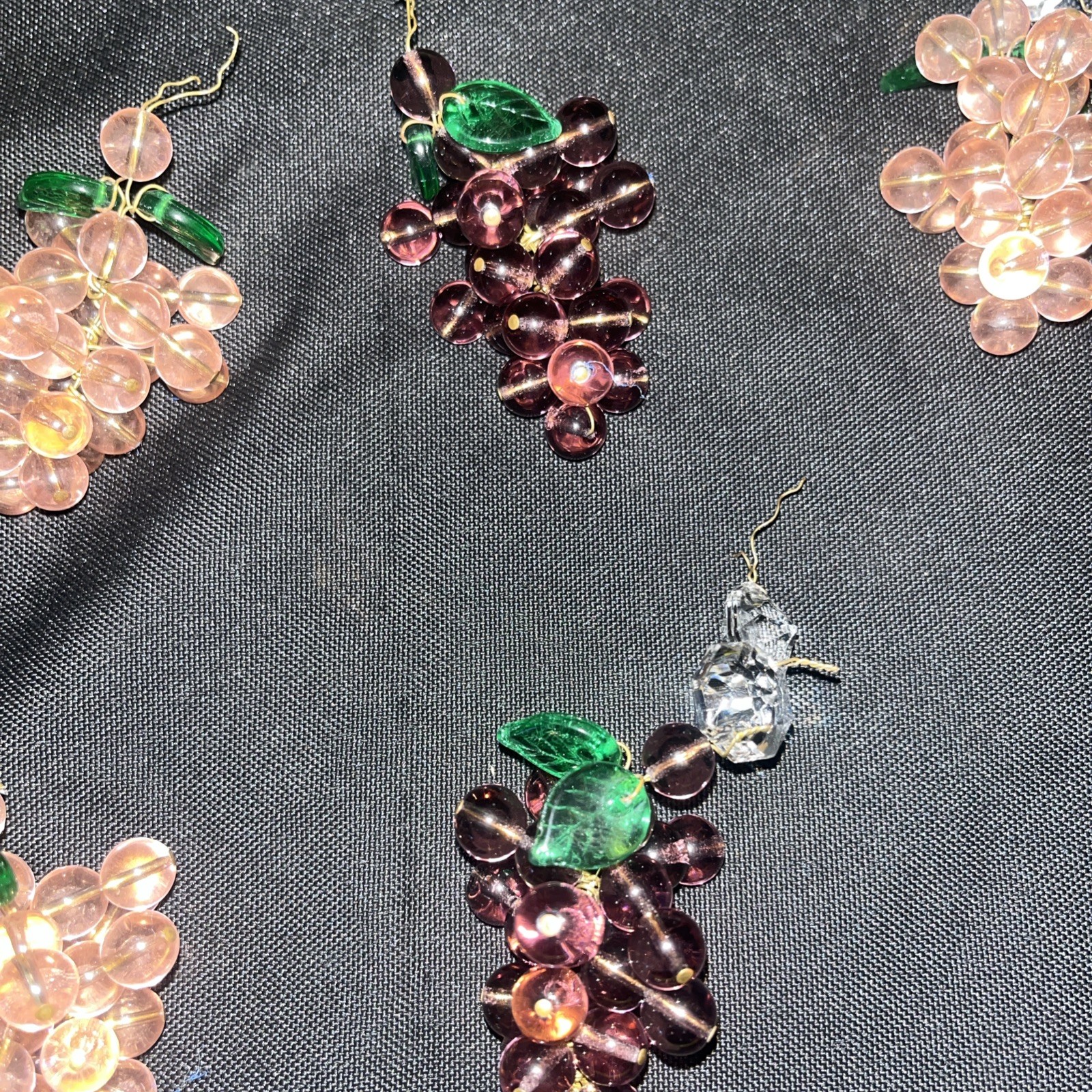 Authentic Murano Glass Grape Clusters Set of 6 Vintage Pink Purple