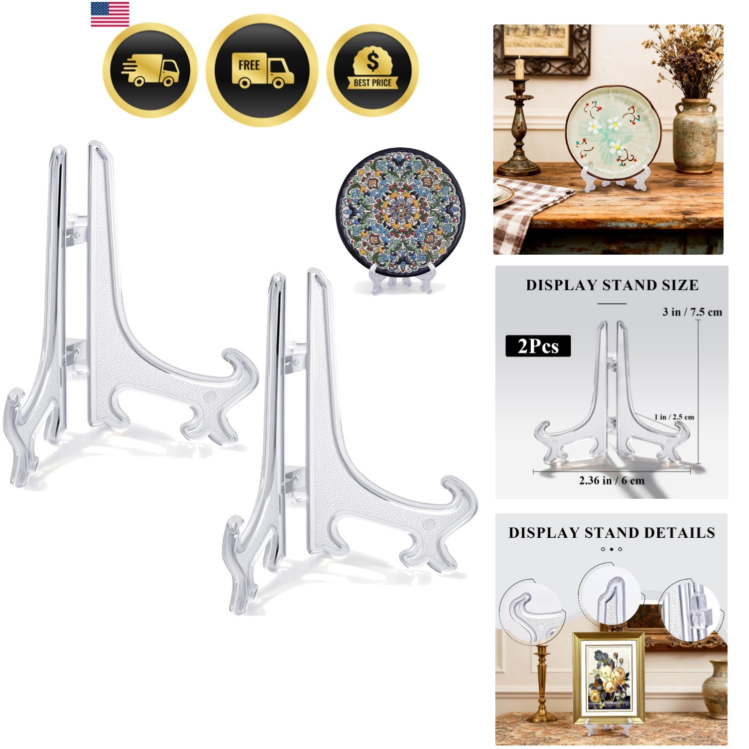 2pcs Small Clear Acrylic Plate Stands for Display 3 Inch Acrylic Easel Stand …