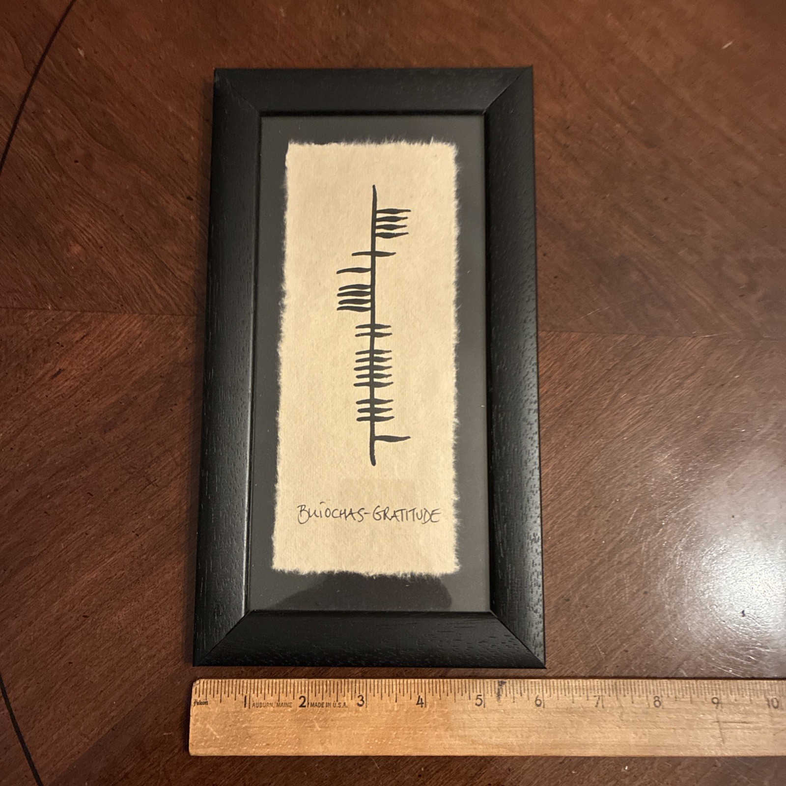 Authentic Irish Ogham Wishes Framed Wall Art “Gratitude” Buiochas 11”x6” Ireland