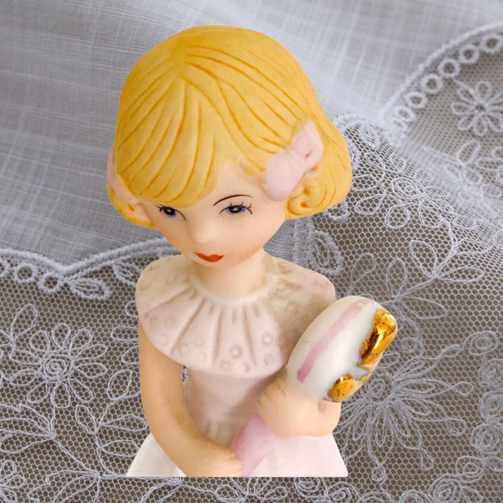 Vintage Enesco Growing Up Birthday Girl Figurine Age 5 Blonde Girl 1981
