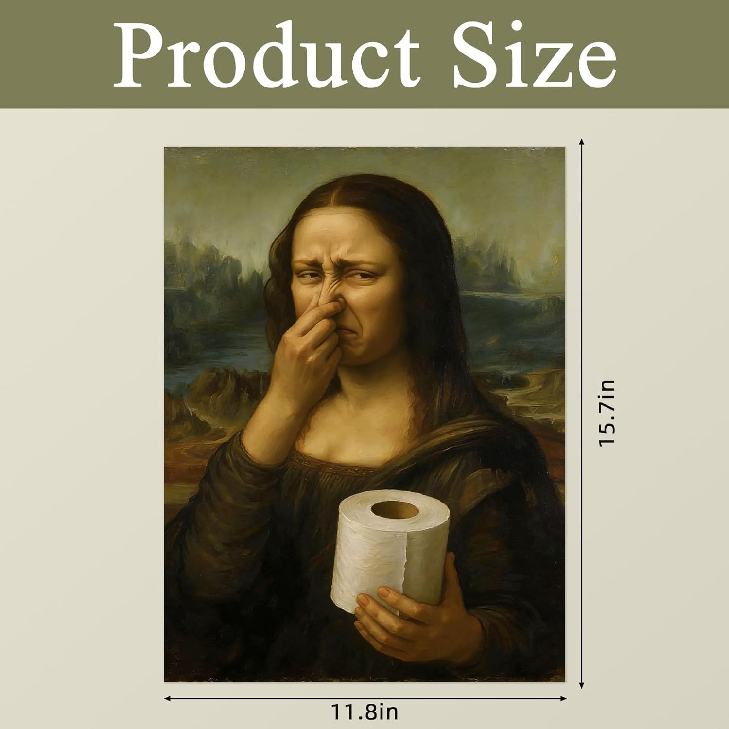 CozyNuukee Funny Mona Lisa Bathroom Art Holding Her Nose, Mona Lisa Poster, Pinc