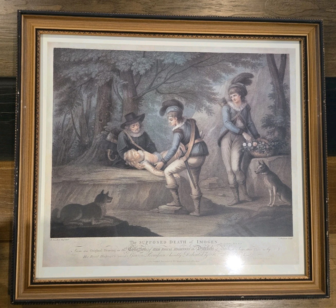 Framed color litho-offset Print Depicting Shakespearean Play Scenes