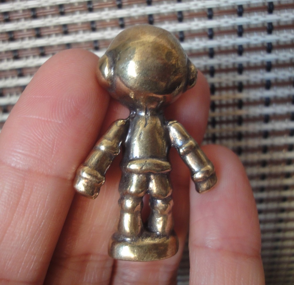 Old Solid Brass Cute Robot Statue Collection Figurine for Home Decor