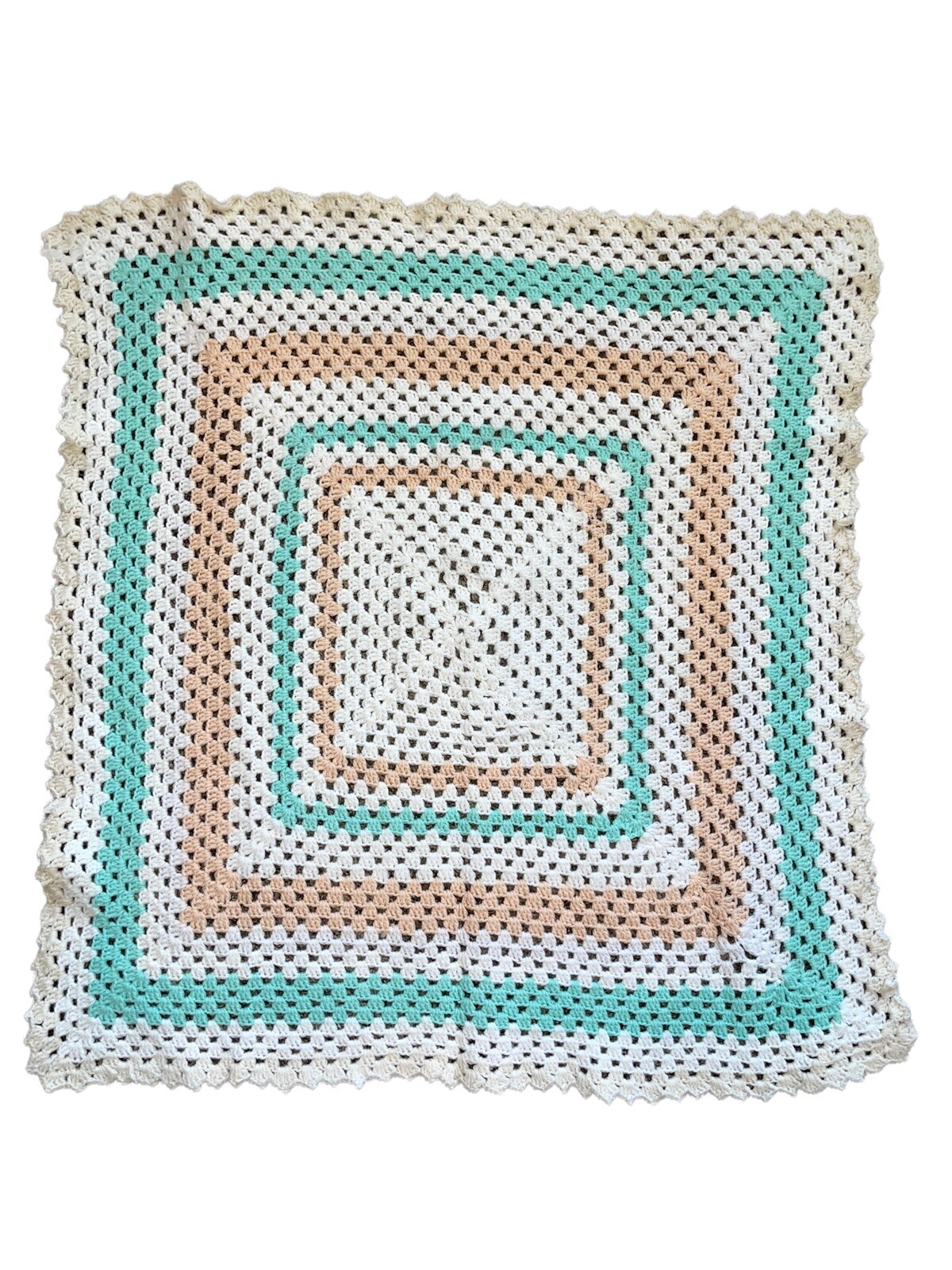 Handmade Crotchet Throw Baby Blanket Granny Square Vintage Unisex