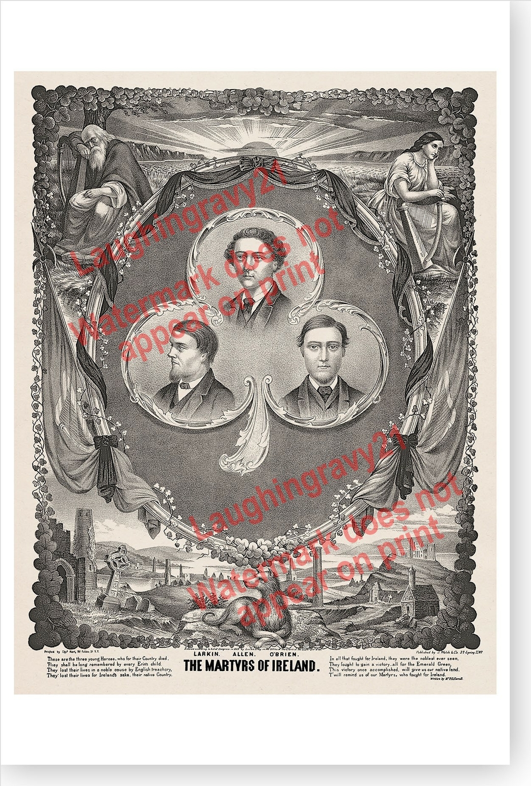 The Martyrs Of Ireland Irish Independence Retro 1867 Fenian Martyrs Poster